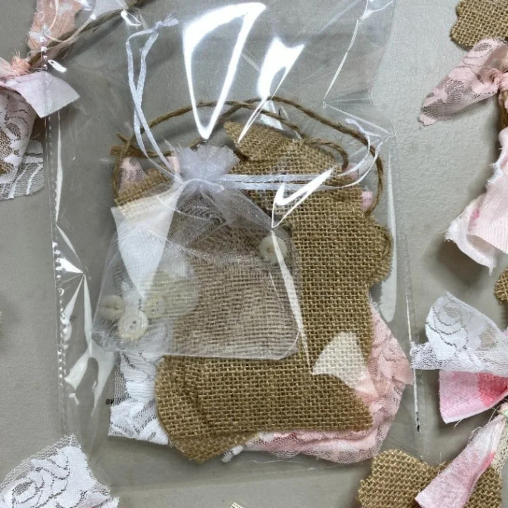 DIY Easter Bunny Burlap‎ Tied Rag Banner Kit Garland Cottage Romantic Farmhouse